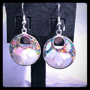 Alpaca MOP and turquoise drop earrings